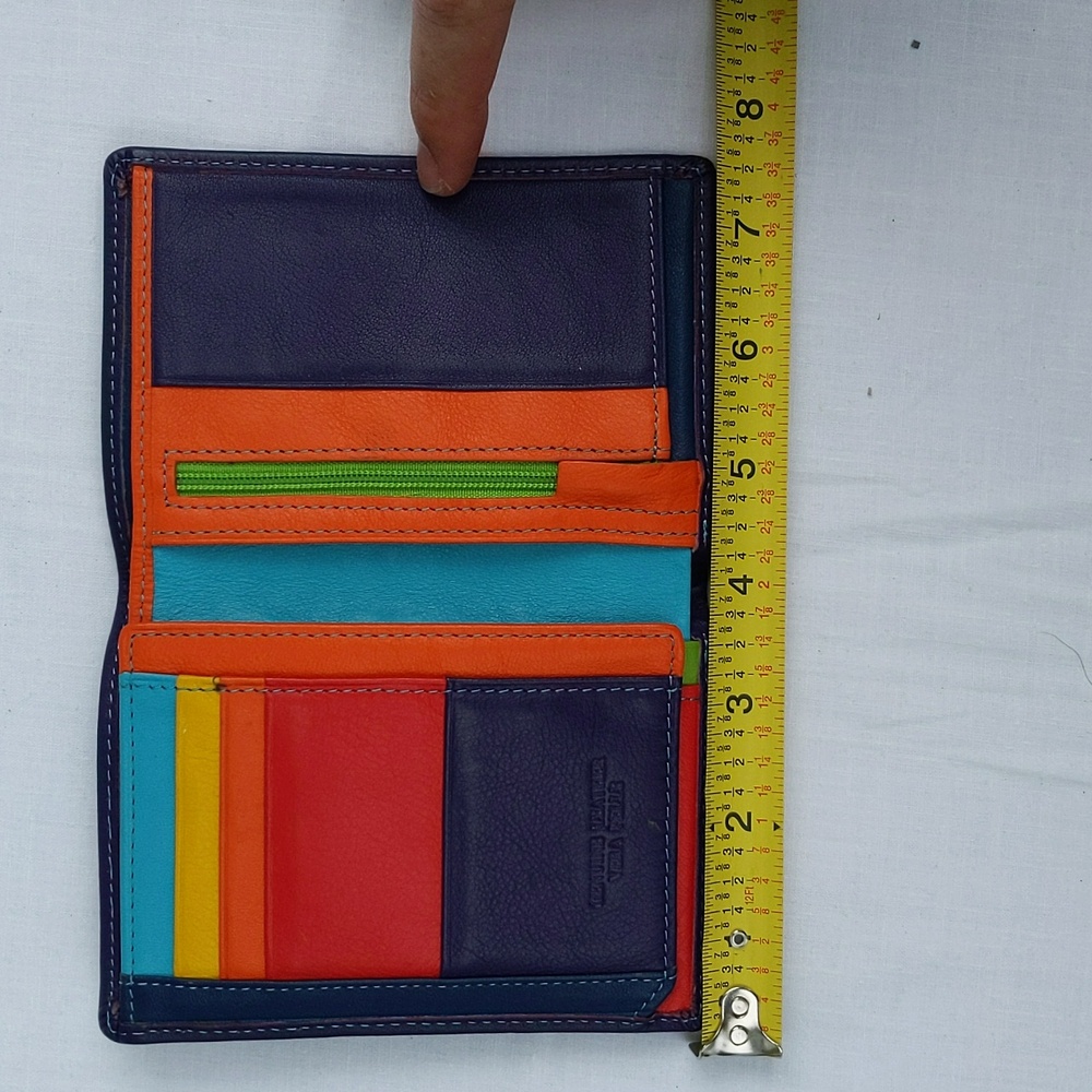 Vera Pelle Purple Multicolor Tri-fold Wallet - Picture 11 of 11